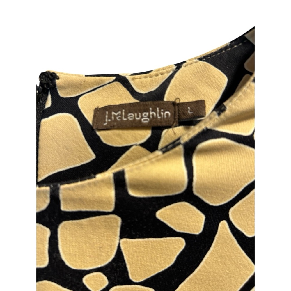J.McLaughlin Catalina Cloth Animal Print Sheath Dress Black & Yellow Size L - Picture 3 of 6